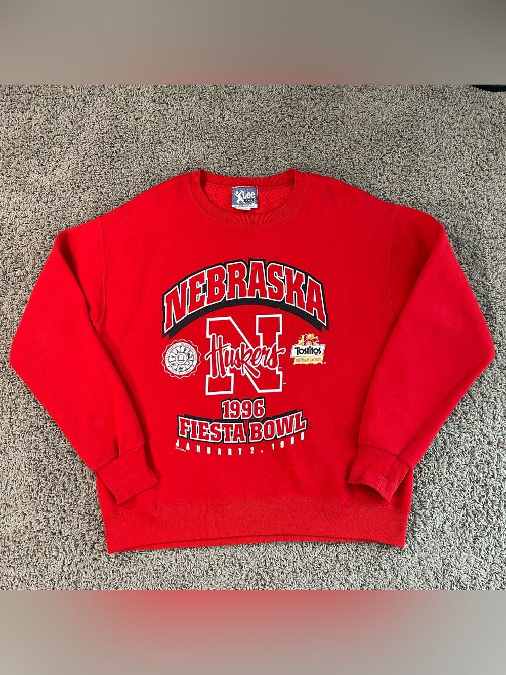 VTG 90s Lee Sport Nebraska Huskers Sweater Mens Medium 1996 Fiesta Bowl US Made